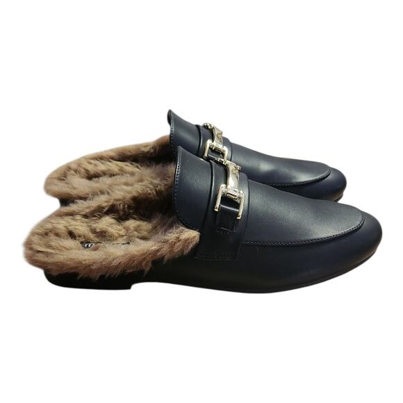 Madden Girl Black Faux Vegan Leather Open Back Flat Slide Loafer Mule Sz 9 NWOT - Picture 4 of 7